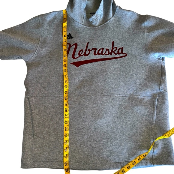 Nebraska Huskers Adidas Baseball Tri-Blend Short Sleeve Hoodie gray.Men's Large - Picture 10 of 15